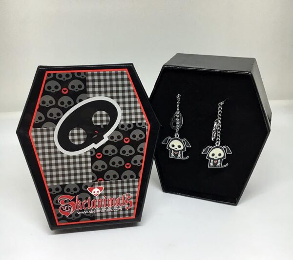 skelanimal orecchini con scatola idea regalo