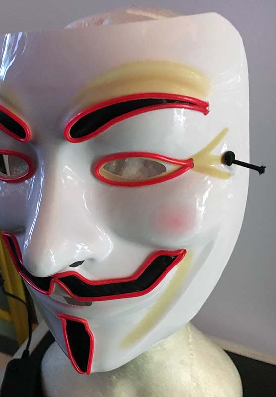 Maschera V per Vendetta Anonymous a led rosa - my bello carico