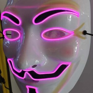 maschera v per vendetta a led rosa p