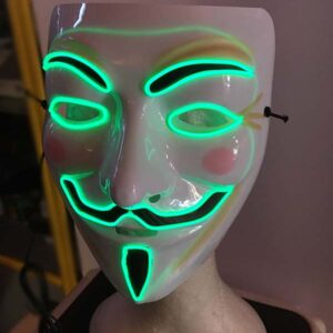 maschera v per vendetta a led verdi p